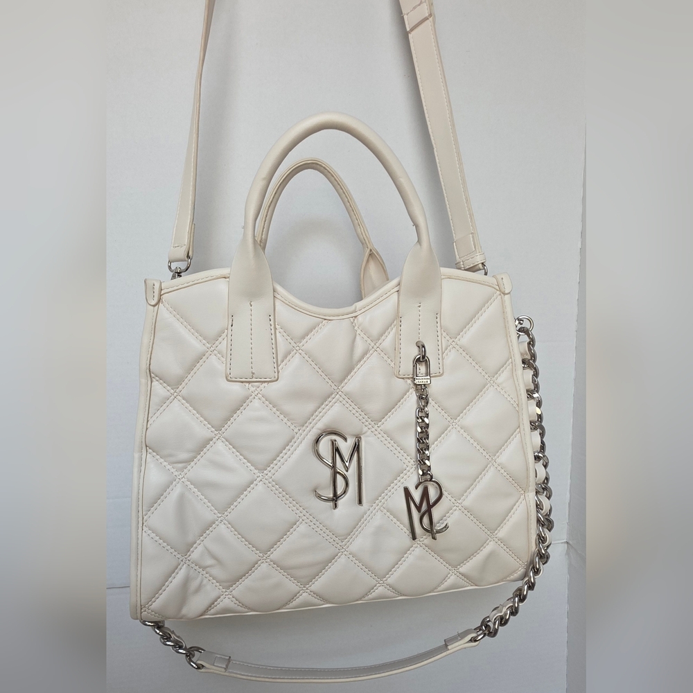 Steve Madden White Quilted Crossbody Tote